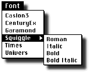 Font menu